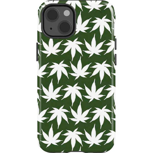 Marijuana Leaf White Pattern iPhone 13 Impact Case