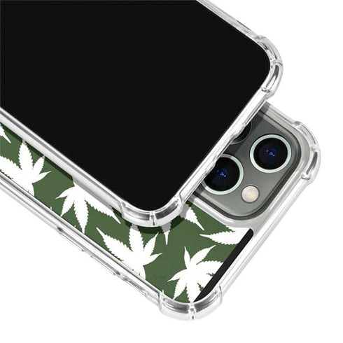 Marijuana Leaf White Pattern iPhone 13 Pro Max Clear Case