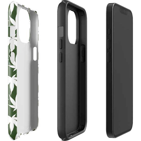 Marijuana Leaf White Pattern iPhone 13 Pro Max Impact Case