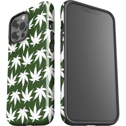 Marijuana Leaf White Pattern iPhone 13 Pro Max Impact Case