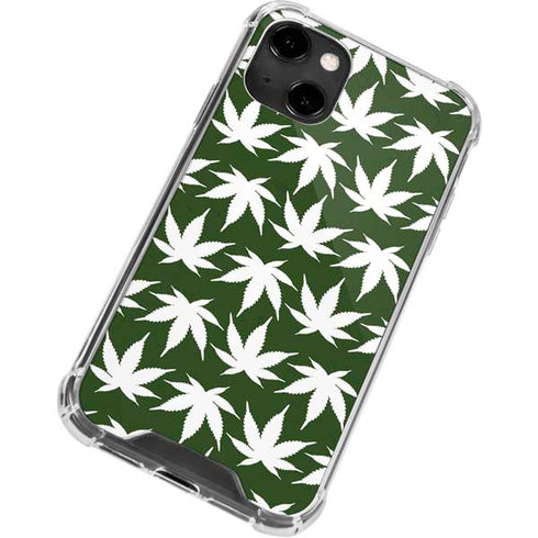 Marijuana Leaf White Pattern iPhone 14 Clear Case