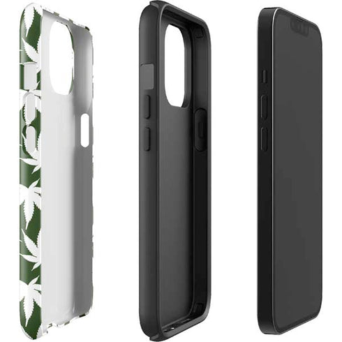 Marijuana Leaf White Pattern iPhone 14 Plus Impact Case
