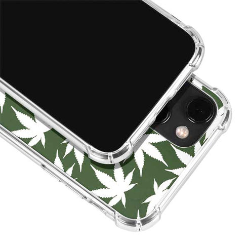 Marijuana Leaf White Pattern iPhone 14 Plus Clear Case