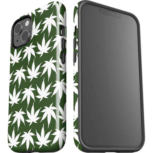 Marijuana Leaf White Pattern iPhone 15 Impact Case