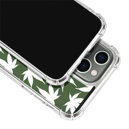 Marijuana Leaf White Pattern iPhone 15 Pro Max Clear Case
