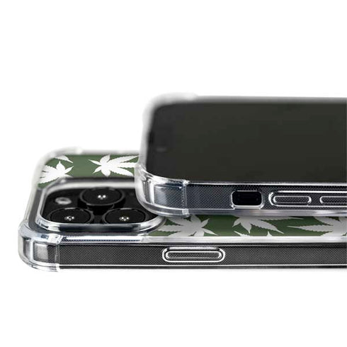 Marijuana Leaf White Pattern iPhone 14 Pro Max MagSafe Case