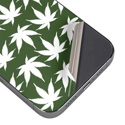 Marijuana Leaf White Pattern iPhone 14 Pro Max Skin