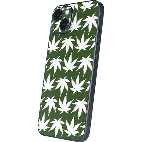 Marijuana Leaf White Pattern iPhone 14 Skin