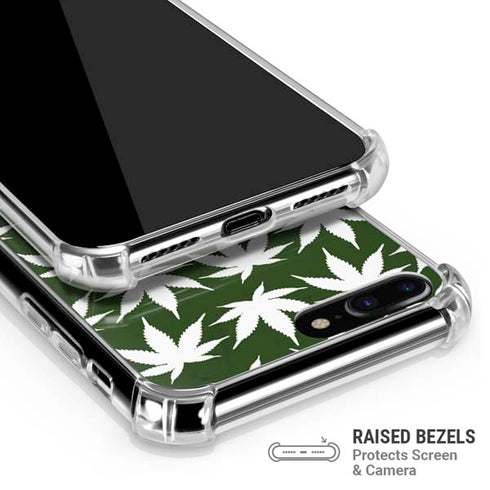 Marijuana Leaf White Pattern iPhone 7/8 Plus Clear Case