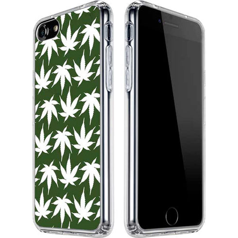 Marijuana Leaf White Pattern iPhone SE (2nd & 3rd Gen) Clear Case