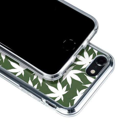 Marijuana Leaf White Pattern iPhone SE (2nd & 3rd Gen) Clear Case