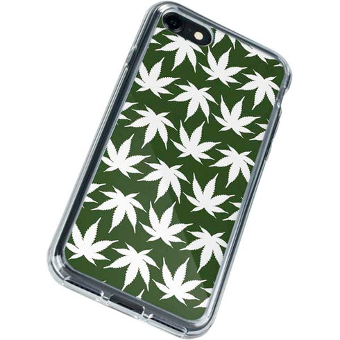 Marijuana Leaf White Pattern iPhone SE (2nd & 3rd Gen) Clear Case