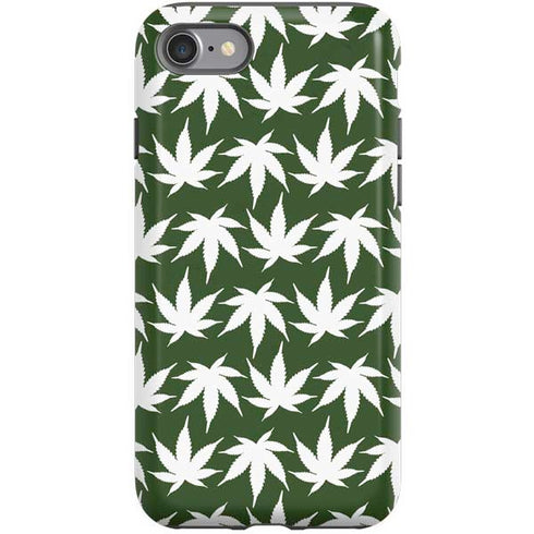 Marijuana Leaf White Pattern iPhone SE (2nd & 3rd Gen) Pro Case