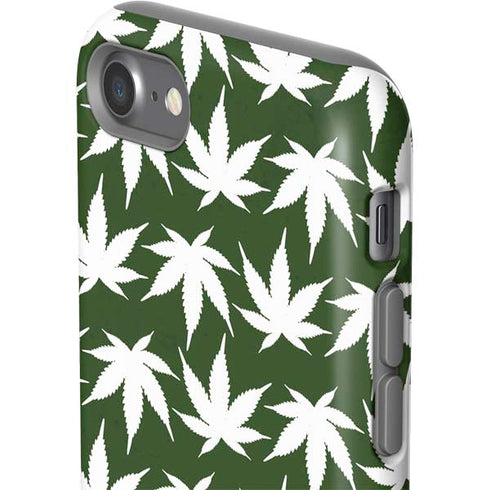 Marijuana Leaf White Pattern iPhone SE (2nd & 3rd Gen) Pro Case