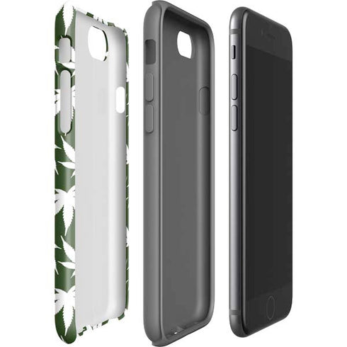 Marijuana Leaf White Pattern iPhone SE (2nd & 3rd Gen) Pro Case