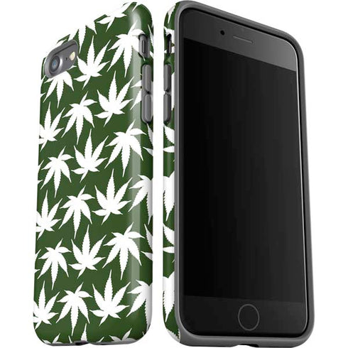Marijuana Leaf White Pattern iPhone SE (2nd & 3rd Gen) Pro Case