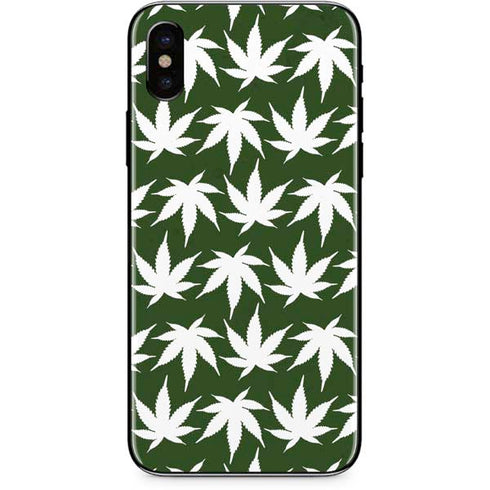 Marijuana Leaf White Pattern iPhone X Skin