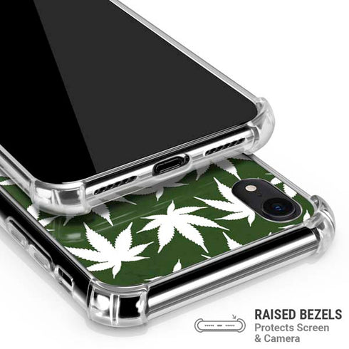Marijuana Leaf White Pattern iPhone XR Clear Case