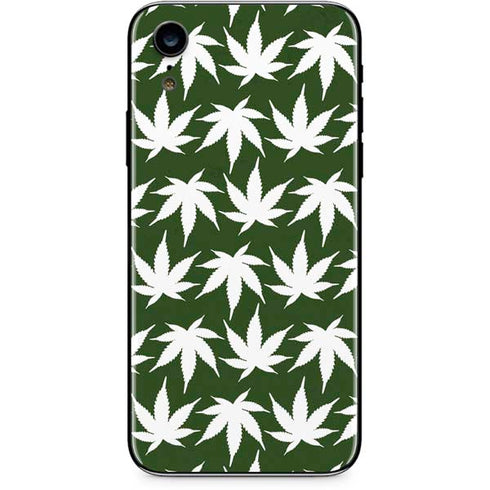 Marijuana Leaf White Pattern iPhone XR Skin