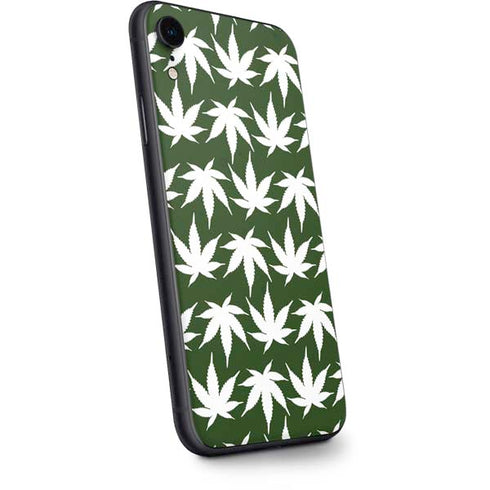 Marijuana Leaf White Pattern iPhone XR Skin