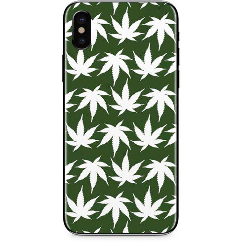 Marijuana Leaf White Pattern iPhone XS Max Skin