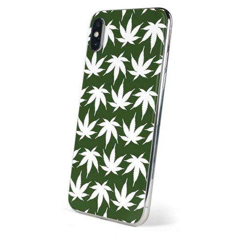 Marijuana Leaf White Pattern iPhone XS Skin