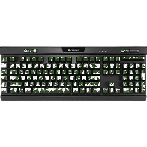 Marijuana Leaf White Pattern K95 RGB PLATINUM Mechanical Gaming Keyboard Skin