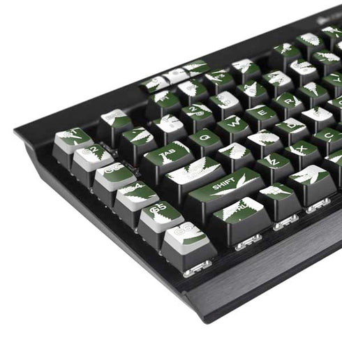 Marijuana Leaf White Pattern K95 RGB PLATINUM Mechanical Gaming Keyboard Skin