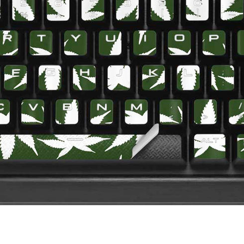 Marijuana Leaf White Pattern K95 RGB PLATINUM Mechanical Gaming Keyboard Skin