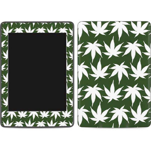 Marijuana Leaf White Pattern Amazon Kindle Skin