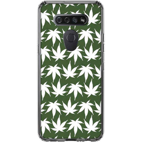 Marijuana Leaf White Pattern LG K51/Q51 Clear Case