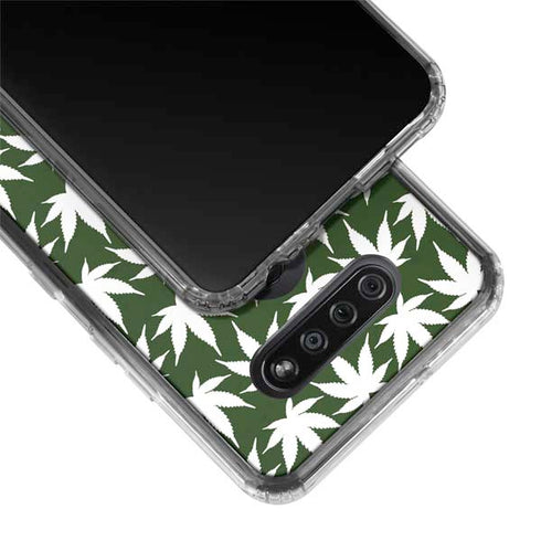 Marijuana Leaf White Pattern LG K51/Q51 Clear Case