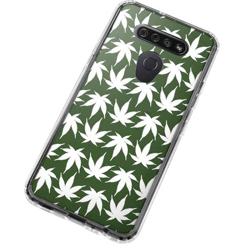 Marijuana Leaf White Pattern LG K51/Q51 Clear Case