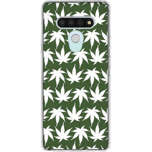 Marijuana Leaf White Pattern LG Stylo 6 Clear Case