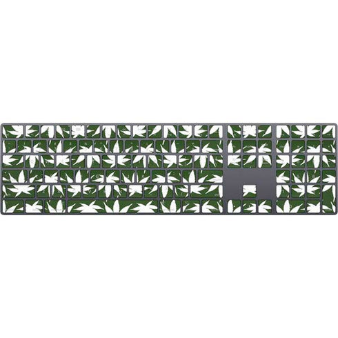 Marijuana Leaf White Pattern Magic Keyboard with Numeric Keypad Skin