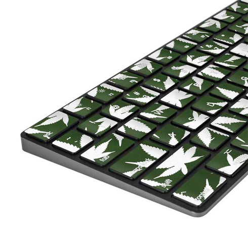 Marijuana Leaf White Pattern Magic Keyboard with Numeric Keypad Skin