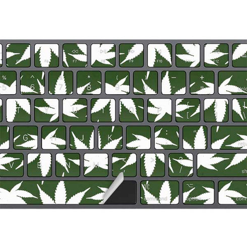 Marijuana Leaf White Pattern Magic Keyboard with Numeric Keypad Skin