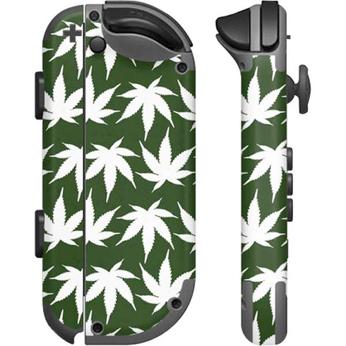 Marijuana Leaf White Pattern Nintendo Joy-Con (L/R) Controller Skin