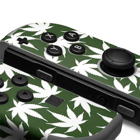 Marijuana Leaf White Pattern Nintendo Joy-Con (L/R) Controller Skin
