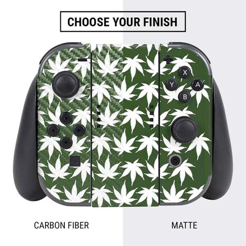 Marijuana Leaf White Pattern Nintendo Switch Bundle Skin