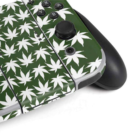 Marijuana Leaf White Pattern Nintendo Switch OLED (2021) Skin