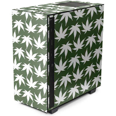 Marijuana Leaf White Pattern NZXT H510 Compact ATX Mid-Tower Case Skin