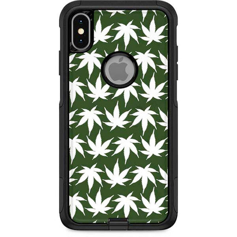 Marijuana Leaf White Pattern Otterbox Commuter iPhone Skin