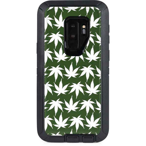 Marijuana Leaf White Pattern Otterbox Defender Galaxy Skin