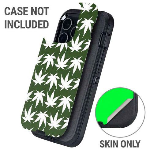 Marijuana Leaf White Pattern Otterbox Defender iPhone Skin