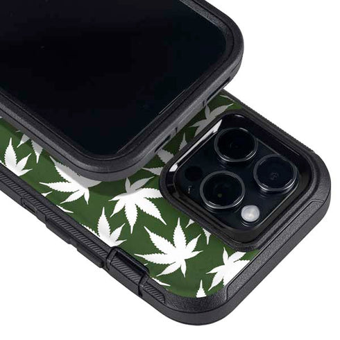 Marijuana Leaf White Pattern Otterbox Defender iPhone Skin
