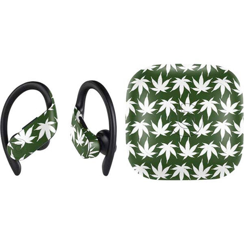 Marijuana Leaf White Pattern PowerBeats Pro Skin