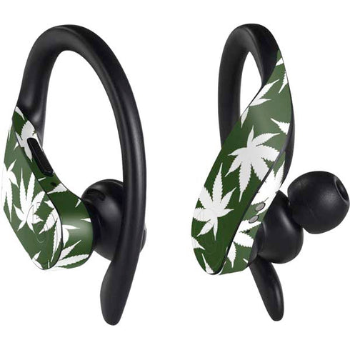 Marijuana Leaf White Pattern PowerBeats Pro Skin