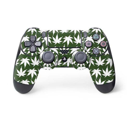 Marijuana Leaf White Pattern PS4 Controller Skin