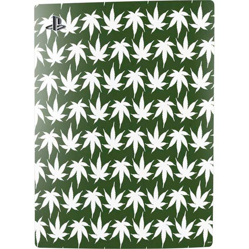 Marijuana Leaf White Pattern PS5 Console Skin